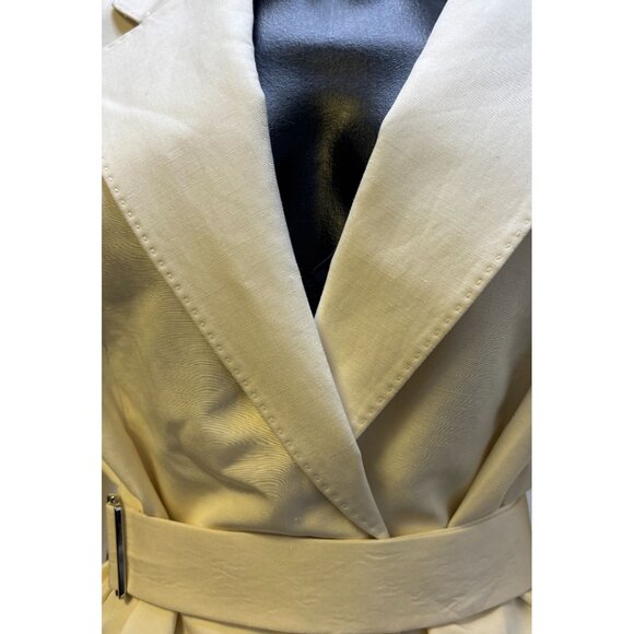 Lafayette 148 Silk Linen Trench Coat Ivory Size 16 - Picture 5 of 9